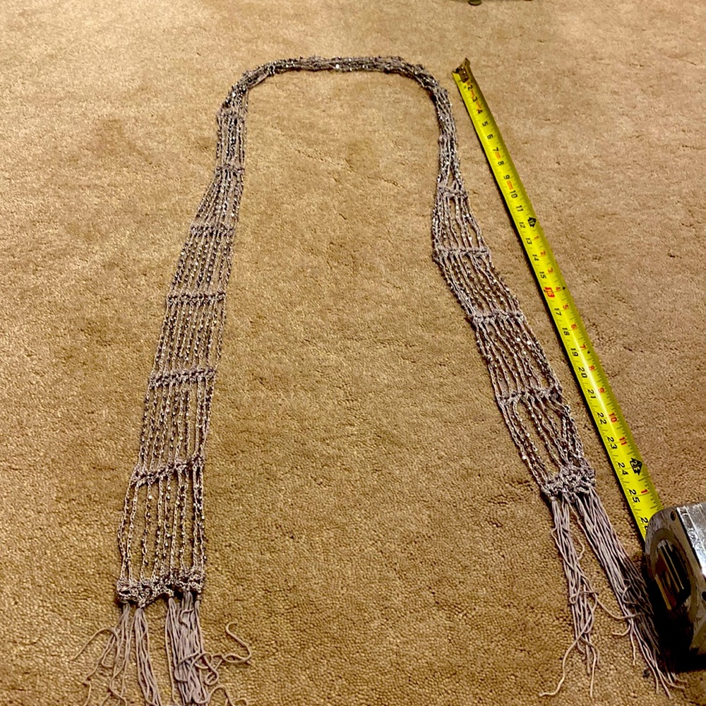 Lightweight decorative scarf with fringe and beats